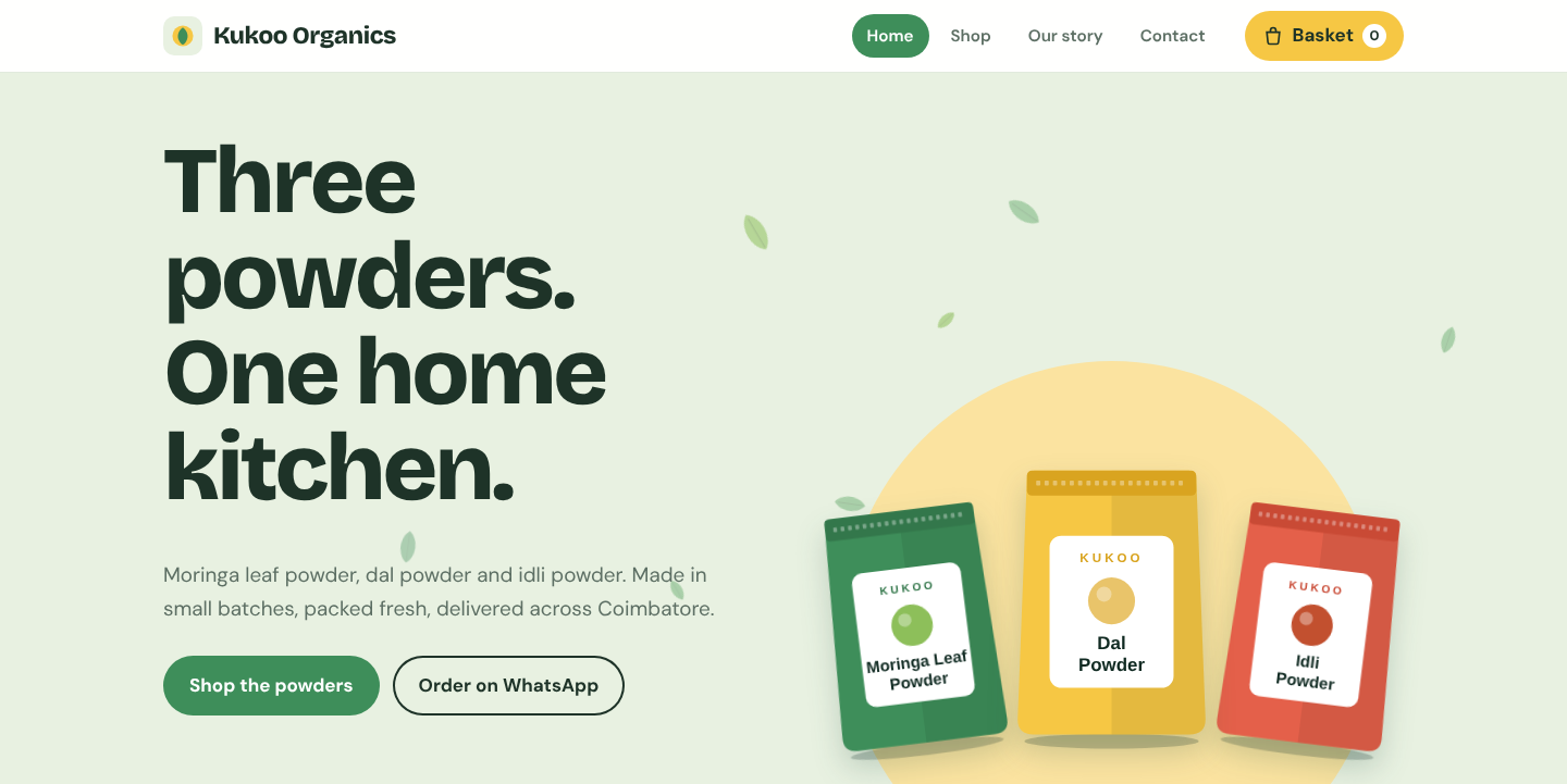Homemade food online shop home page
